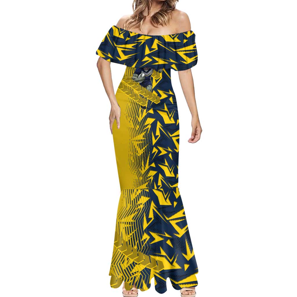 North Queensland Cowboys Rugby Mermaid Dress Fierce Mascot Geometric Tribal Art