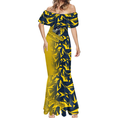 North Queensland Cowboys Rugby Mermaid Dress Fierce Mascot Geometric Tribal Art
