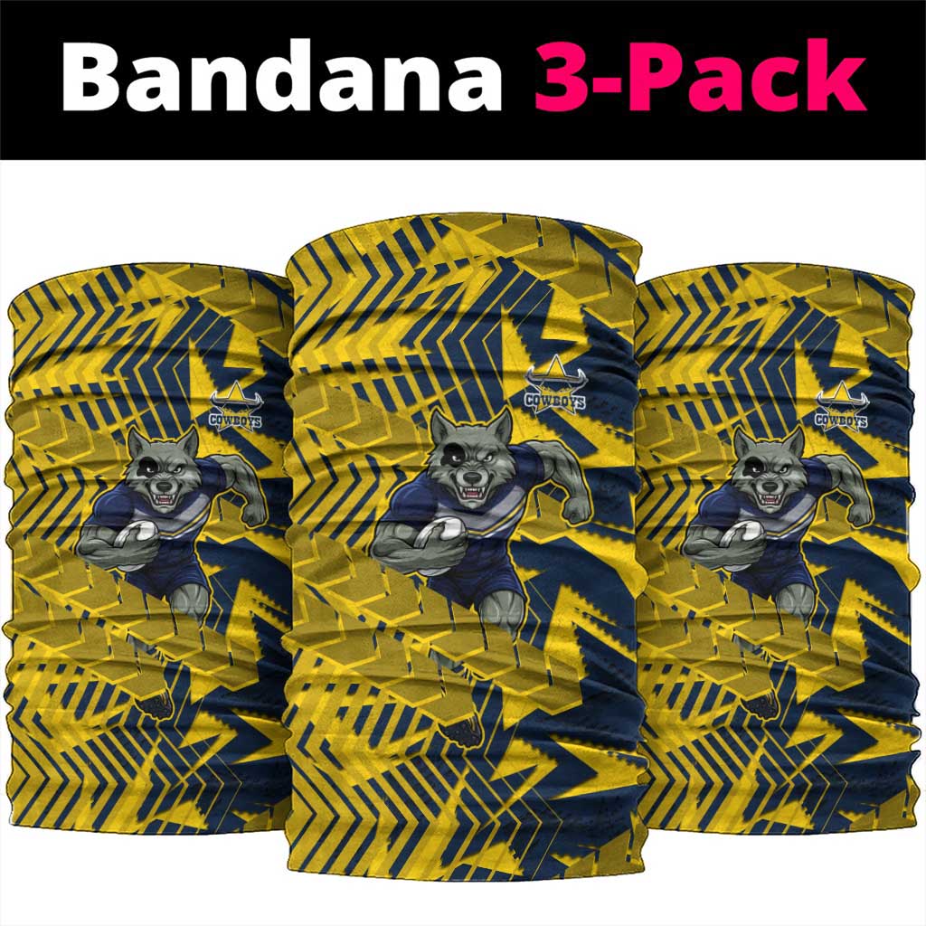 North Queensland Cowboys Rugby Neck Gaiter Fierce Mascot Geometric Tribal Art