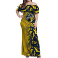 North Queensland Cowboys Rugby Off Shoulder Maxi Dress Fierce Mascot Geometric Tribal Art