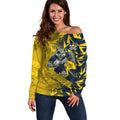 North Queensland Cowboys Rugby Off Shoulder Sweater Fierce Mascot Geometric Tribal Art