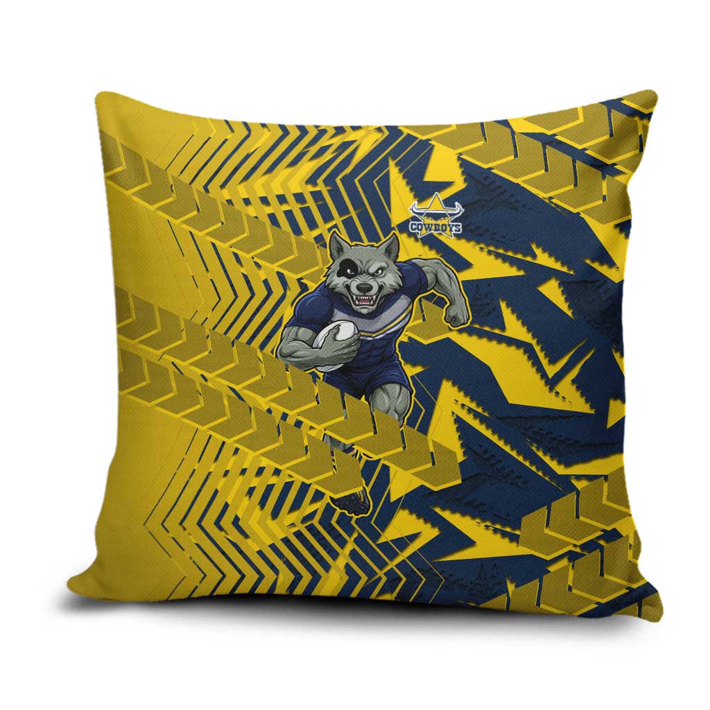 North Queensland Cowboys Rugby Pillow Cover Fierce Mascot Geometric Tribal Art