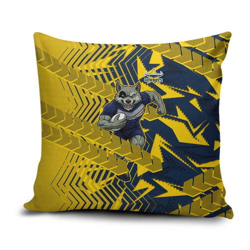 North Queensland Cowboys Rugby Pillow Cover Fierce Mascot Geometric Tribal Art