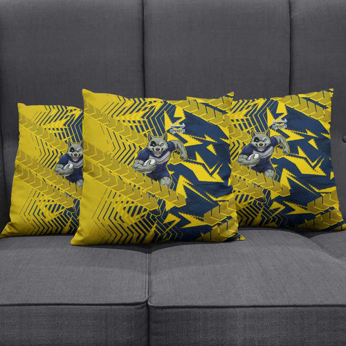 North Queensland Cowboys Rugby Pillow Cover Fierce Mascot Geometric Tribal Art
