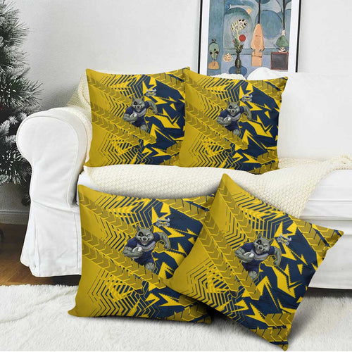 North Queensland Cowboys Rugby Pillow Cover Fierce Mascot Geometric Tribal Art