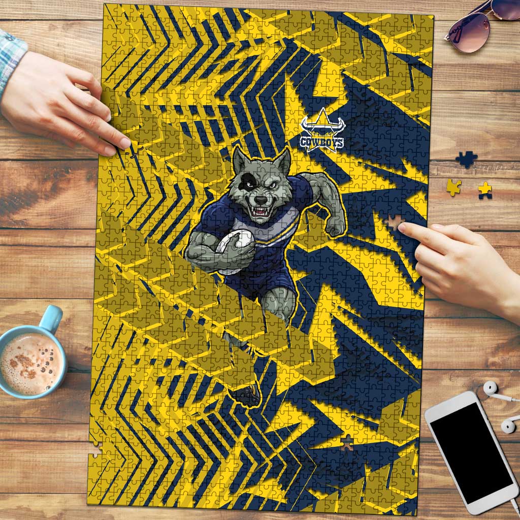 North Queensland Cowboys Rugby Puzzle Fierce Mascot Geometric Tribal Art