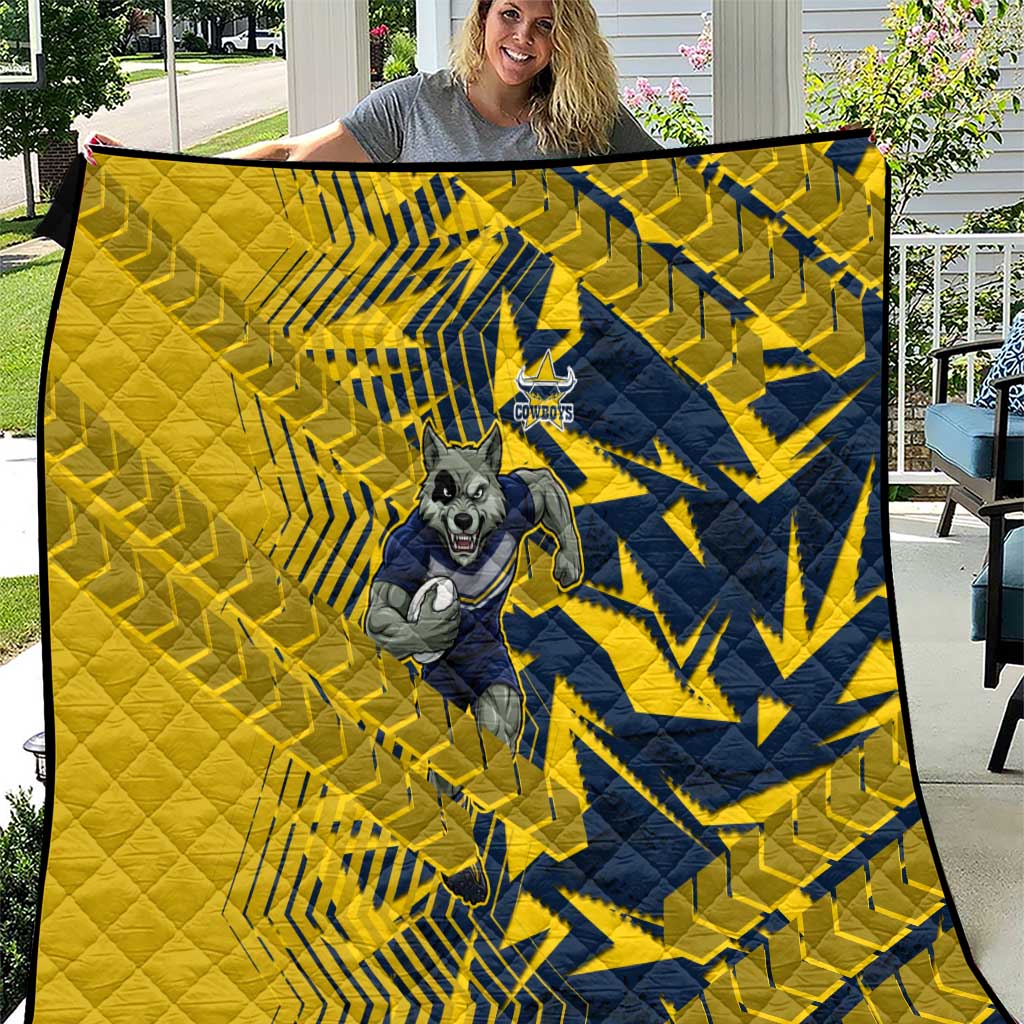 North Queensland Cowboys Rugby Quilt Fierce Mascot Geometric Tribal Art
