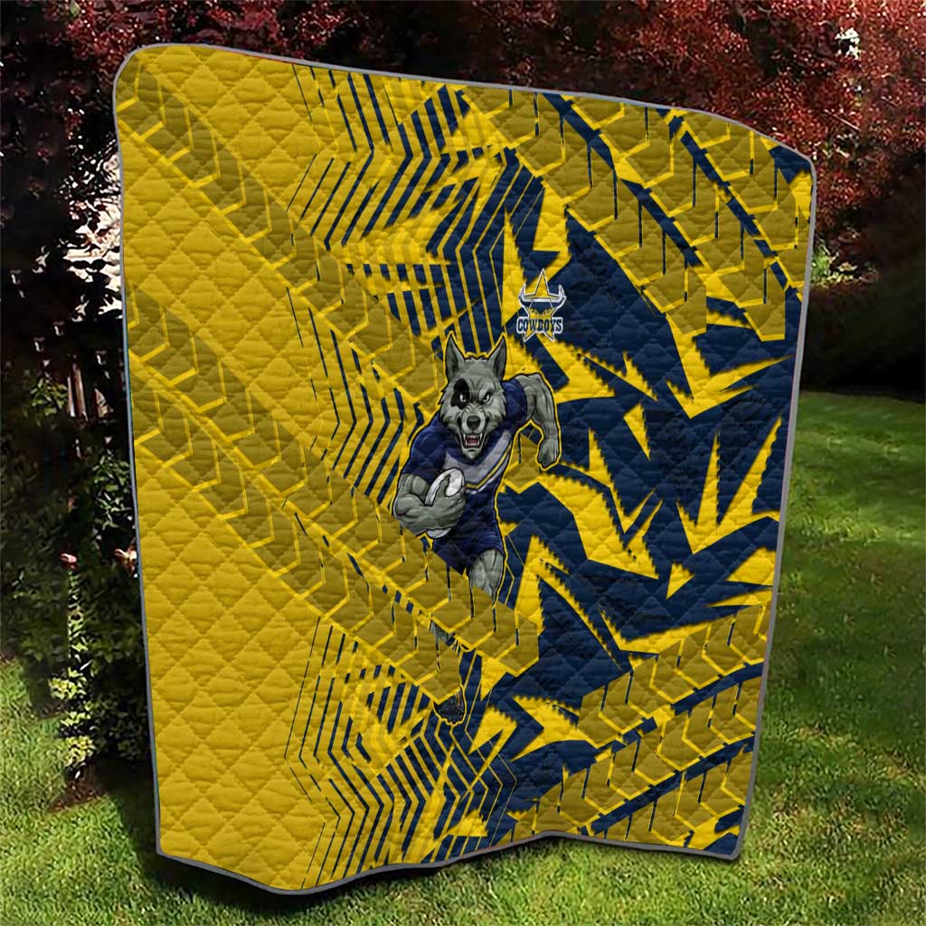 North Queensland Cowboys Rugby Quilt Fierce Mascot Geometric Tribal Art