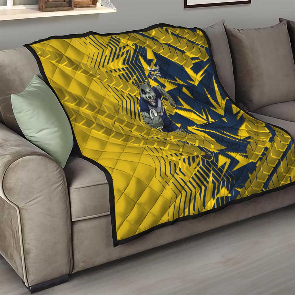 North Queensland Cowboys Rugby Quilt Fierce Mascot Geometric Tribal Art