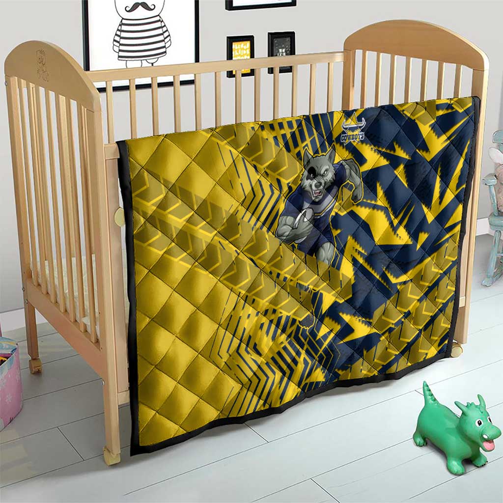 North Queensland Cowboys Rugby Quilt Fierce Mascot Geometric Tribal Art