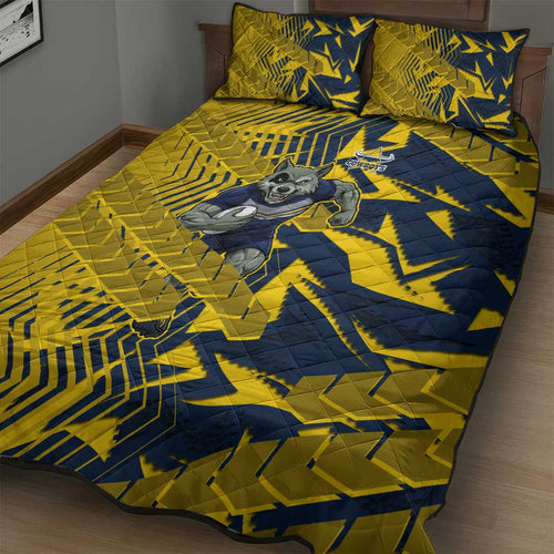 North Queensland Cowboys Rugby Quilt Bed Set Fierce Mascot Geometric Tribal Art