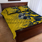 North Queensland Cowboys Rugby Quilt Bed Set Fierce Mascot Geometric Tribal Art