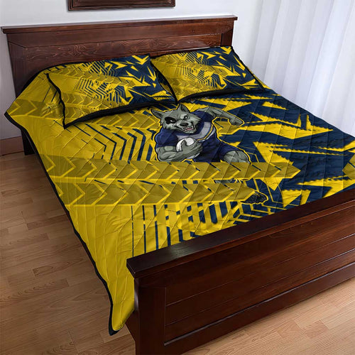 North Queensland Cowboys Rugby Quilt Bed Set Fierce Mascot Geometric Tribal Art
