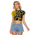 North Queensland Cowboys Rugby Raglan Cropped T Shirt Fierce Mascot Geometric Tribal Art
