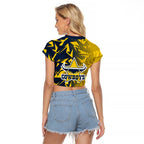 North Queensland Cowboys Rugby Raglan Cropped T Shirt Fierce Mascot Geometric Tribal Art