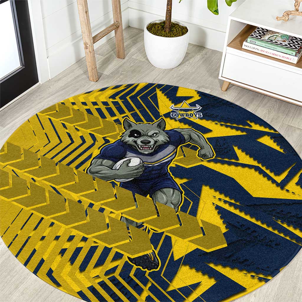 North Queensland Cowboys Rugby Round Carpet Fierce Mascot Geometric Tribal Art