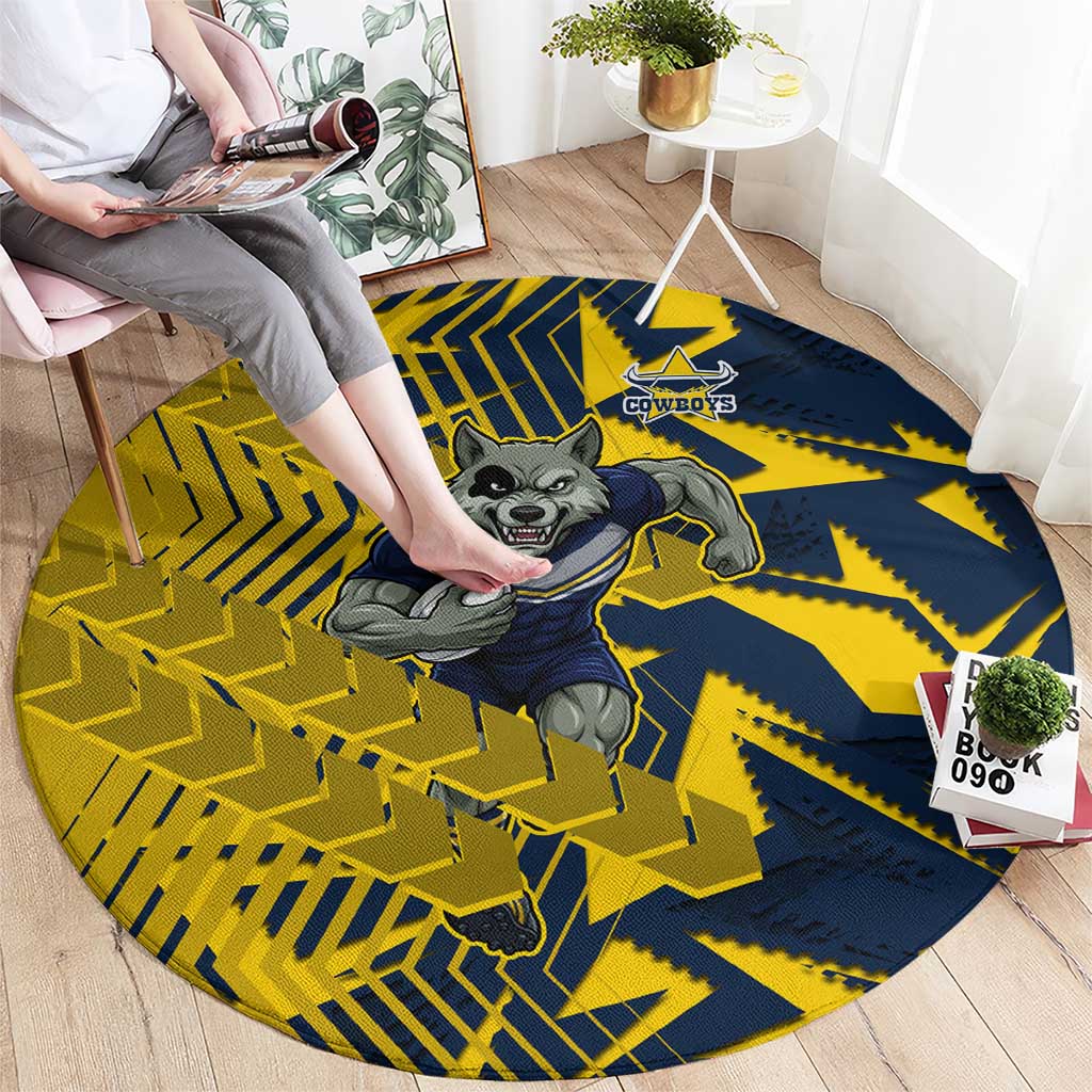 North Queensland Cowboys Rugby Round Carpet Fierce Mascot Geometric Tribal Art