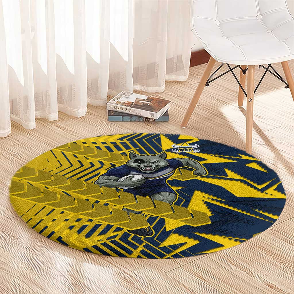 North Queensland Cowboys Rugby Round Carpet Fierce Mascot Geometric Tribal Art