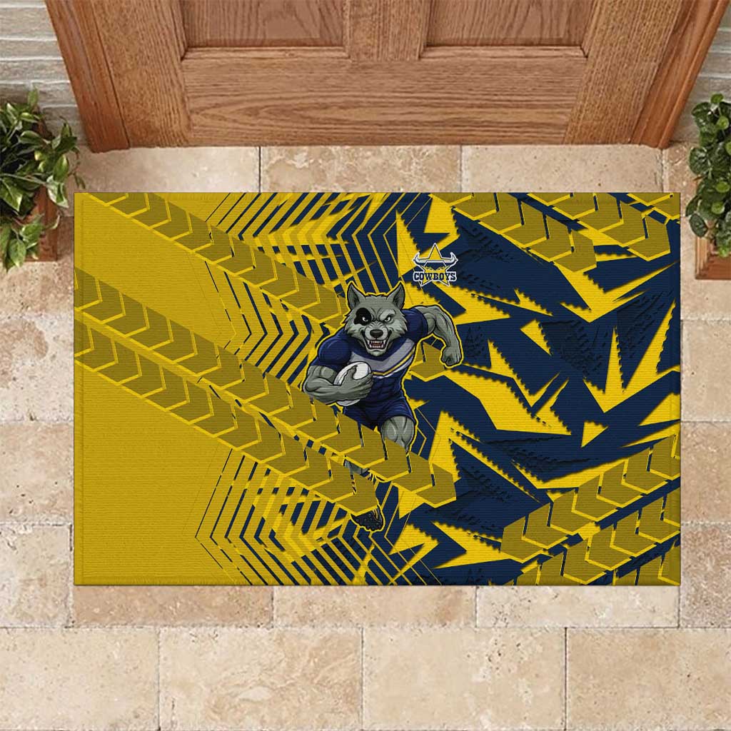 North Queensland Cowboys Rugby Rubber Doormat Fierce Mascot Geometric Tribal Art