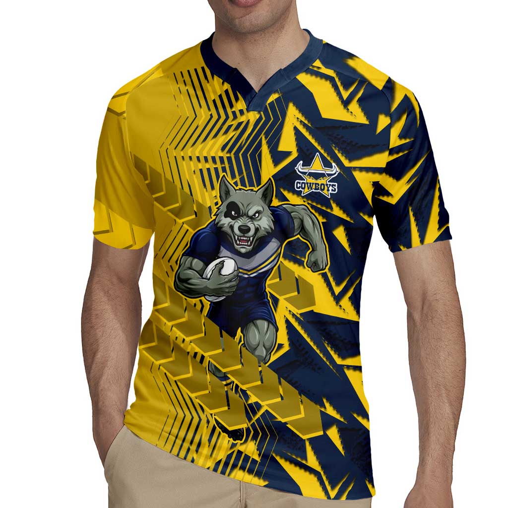 North Queensland Cowboys Rugby Rugby Jersey Fierce Mascot Geometric Tribal Art