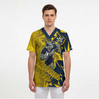 North Queensland Cowboys Rugby Scrub Top Fierce Mascot Geometric Tribal Art