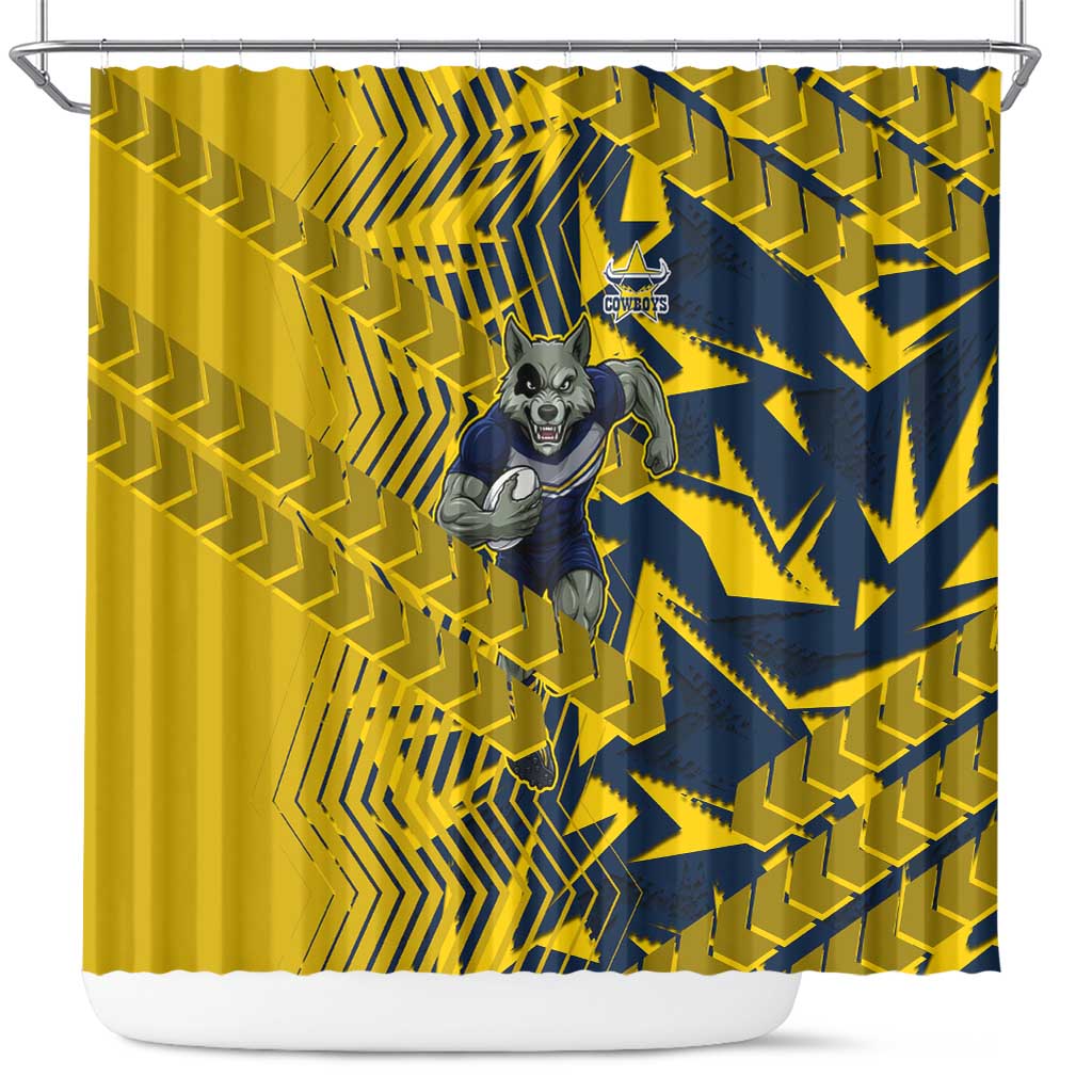 North Queensland Cowboys Rugby Shower Curtain Fierce Mascot Geometric Tribal Art