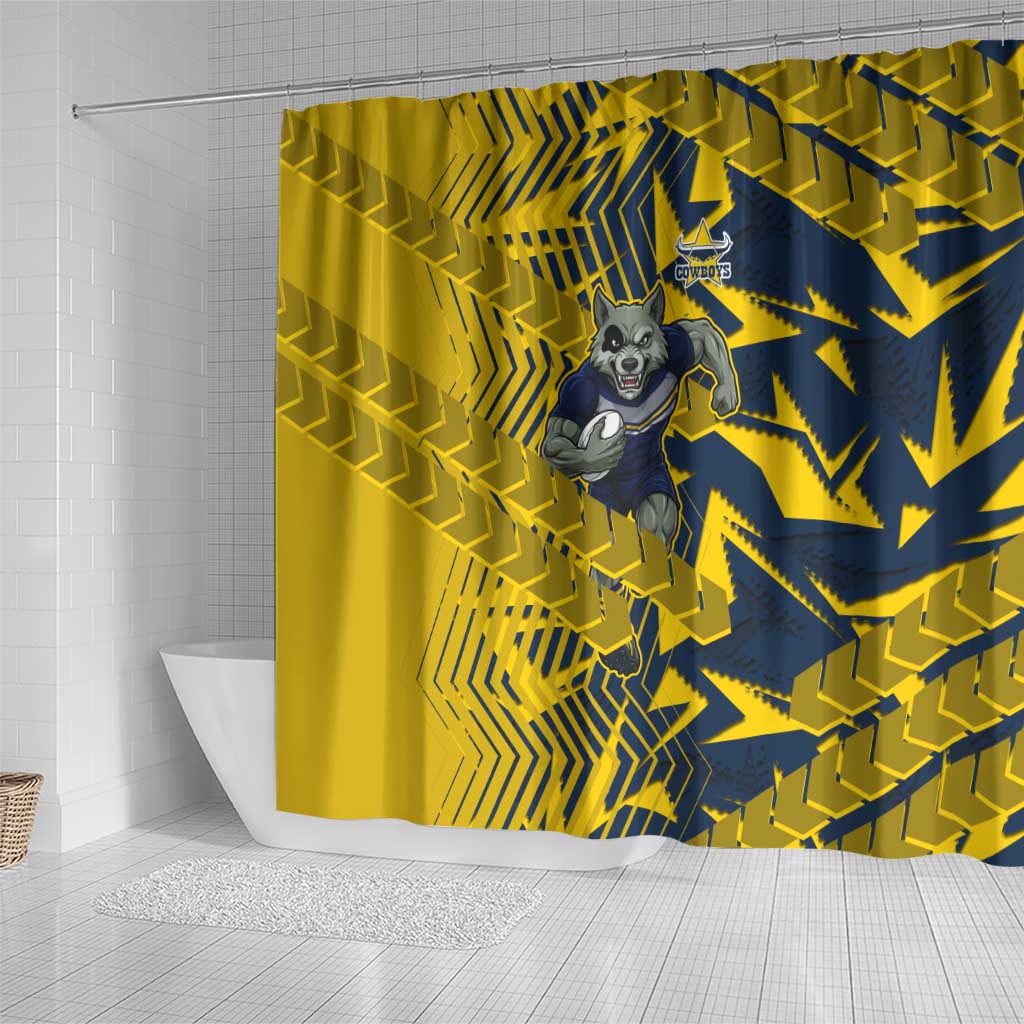 North Queensland Cowboys Rugby Shower Curtain Fierce Mascot Geometric Tribal Art