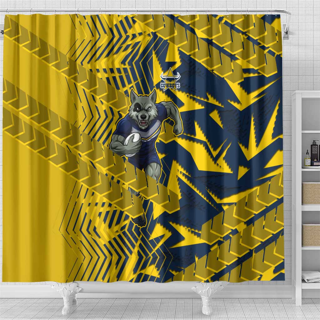 North Queensland Cowboys Rugby Shower Curtain Fierce Mascot Geometric Tribal Art