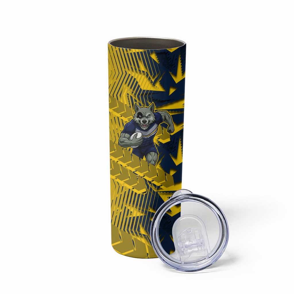 North Queensland Cowboys Rugby Skinny Tumbler Fierce Mascot Geometric Tribal Art