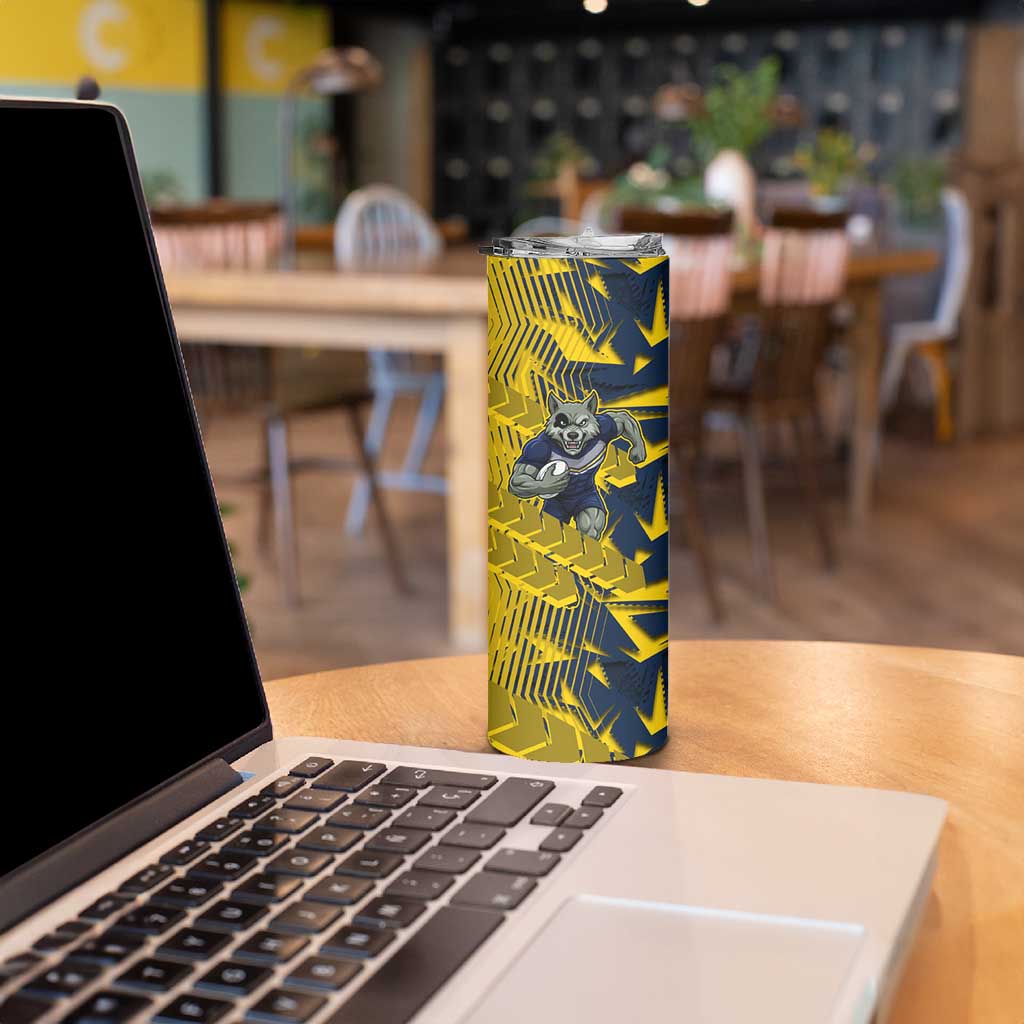 North Queensland Cowboys Rugby Skinny Tumbler Fierce Mascot Geometric Tribal Art