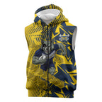 North Queensland Cowboys Rugby Sleeveless Zip Hoodie Fierce Mascot Geometric Tribal Art