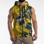 North Queensland Cowboys Rugby Sleeveless Zip Hoodie Fierce Mascot Geometric Tribal Art