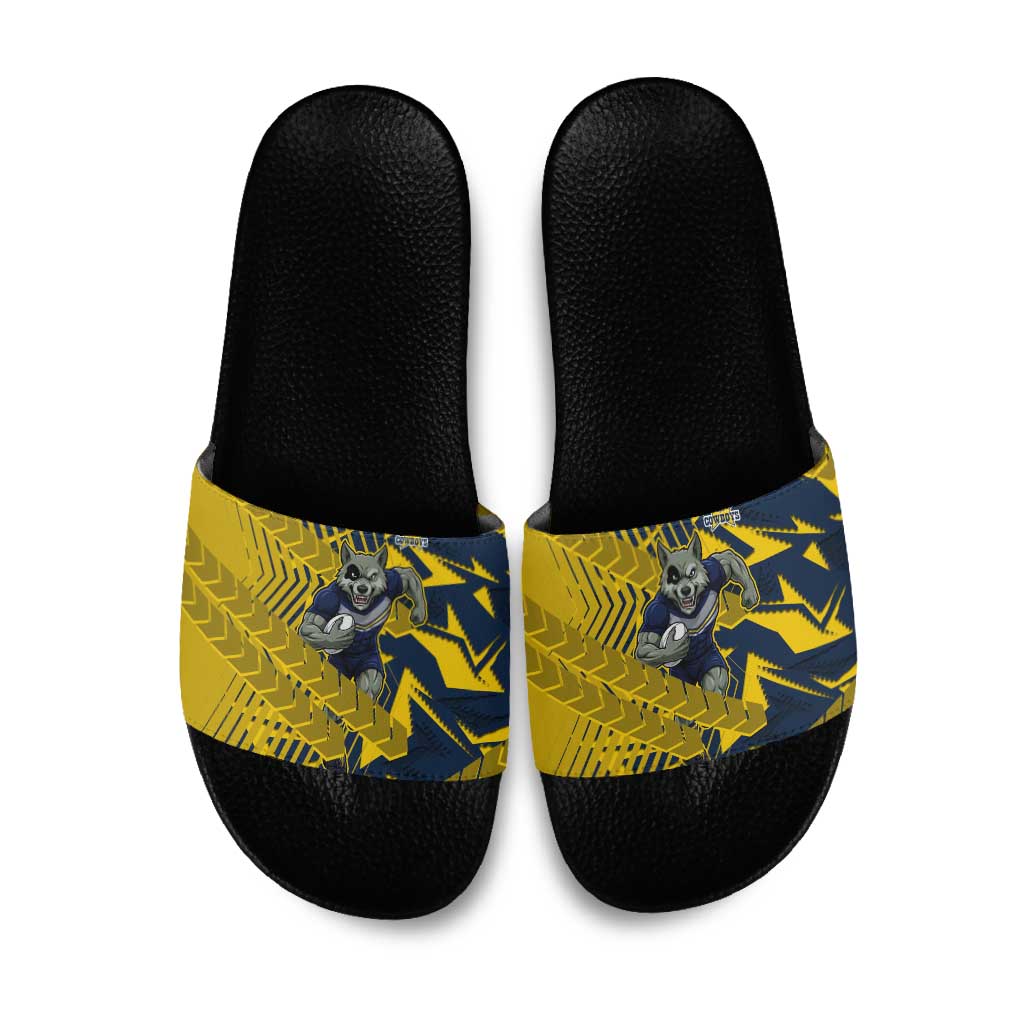 North Queensland Cowboys Rugby Slide Sandals Fierce Mascot Geometric Tribal Art