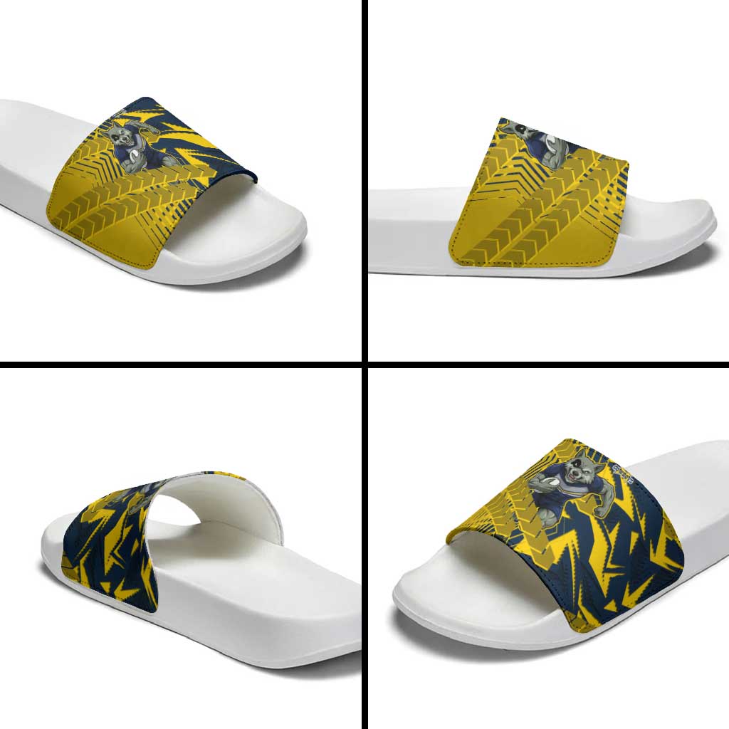 North Queensland Cowboys Rugby Slide Sandals Fierce Mascot Geometric Tribal Art