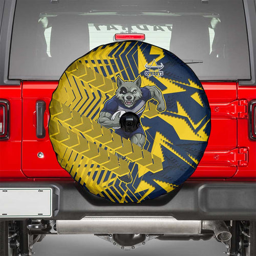 North Queensland Cowboys Rugby Spare Tire Cover Fierce Mascot Geometric Tribal Art