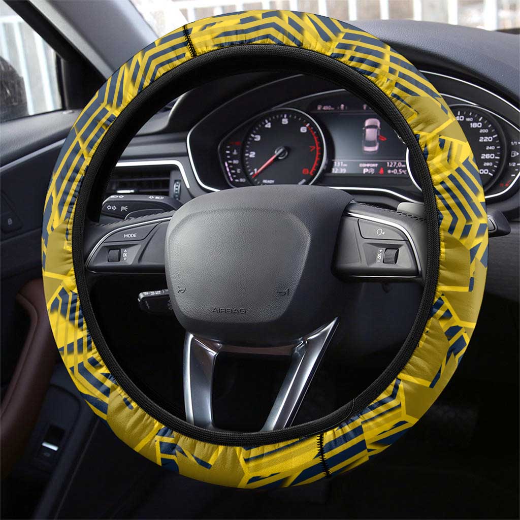 North Queensland Cowboys Rugby Steering Wheel Cover Fierce Mascot Geometric Tribal Art