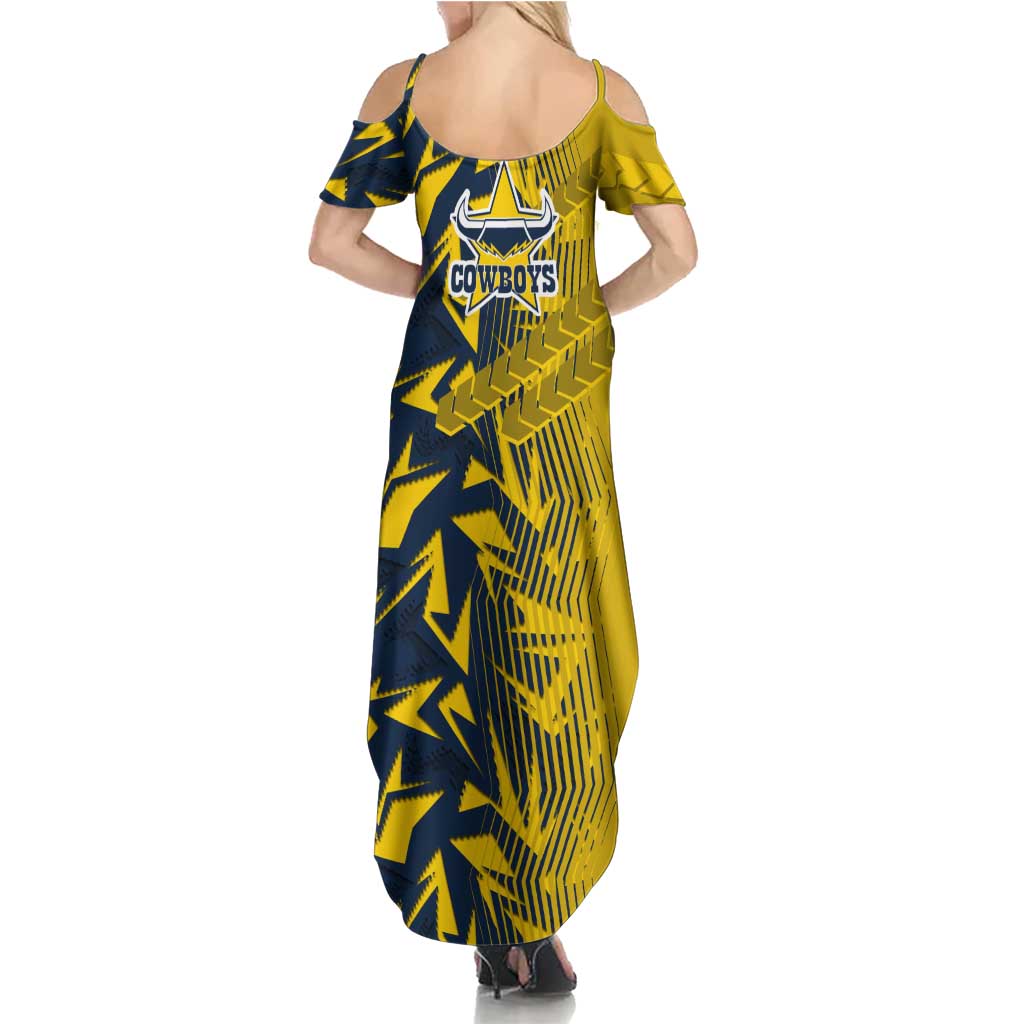 North Queensland Cowboys Rugby Summer Maxi Dress Fierce Mascot Geometric Tribal Art