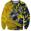 North Queensland Cowboys Rugby Sweatshirt Fierce Mascot Geometric Tribal Art