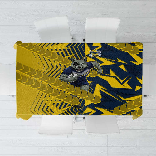 North Queensland Cowboys Rugby Tablecloth Fierce Mascot Geometric Tribal Art