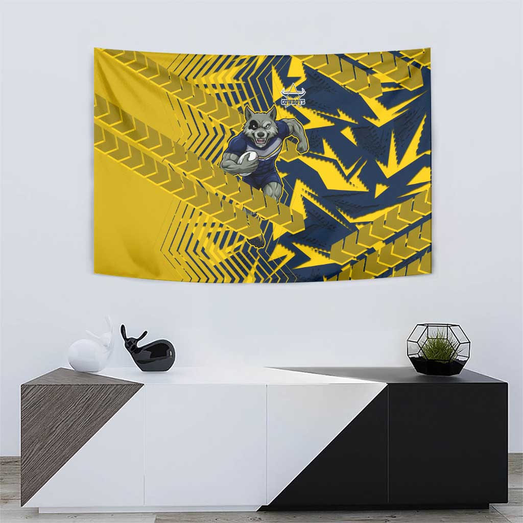 North Queensland Cowboys Rugby Tapestry Fierce Mascot Geometric Tribal Art