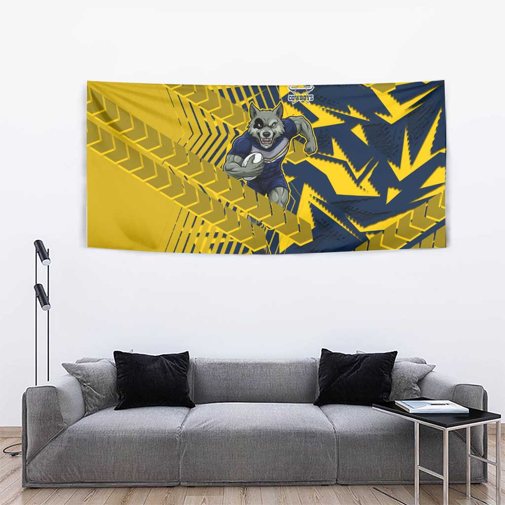 North Queensland Cowboys Rugby Tapestry Fierce Mascot Geometric Tribal Art