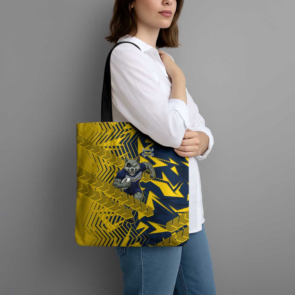 North Queensland Cowboys Rugby Tote Bag Fierce Mascot Geometric Tribal Art