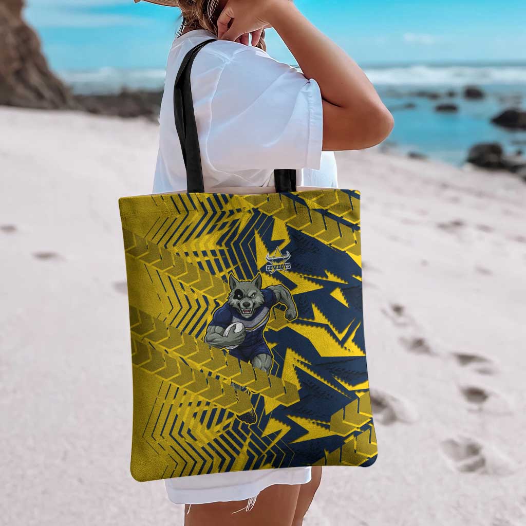 North Queensland Cowboys Rugby Tote Bag Fierce Mascot Geometric Tribal Art