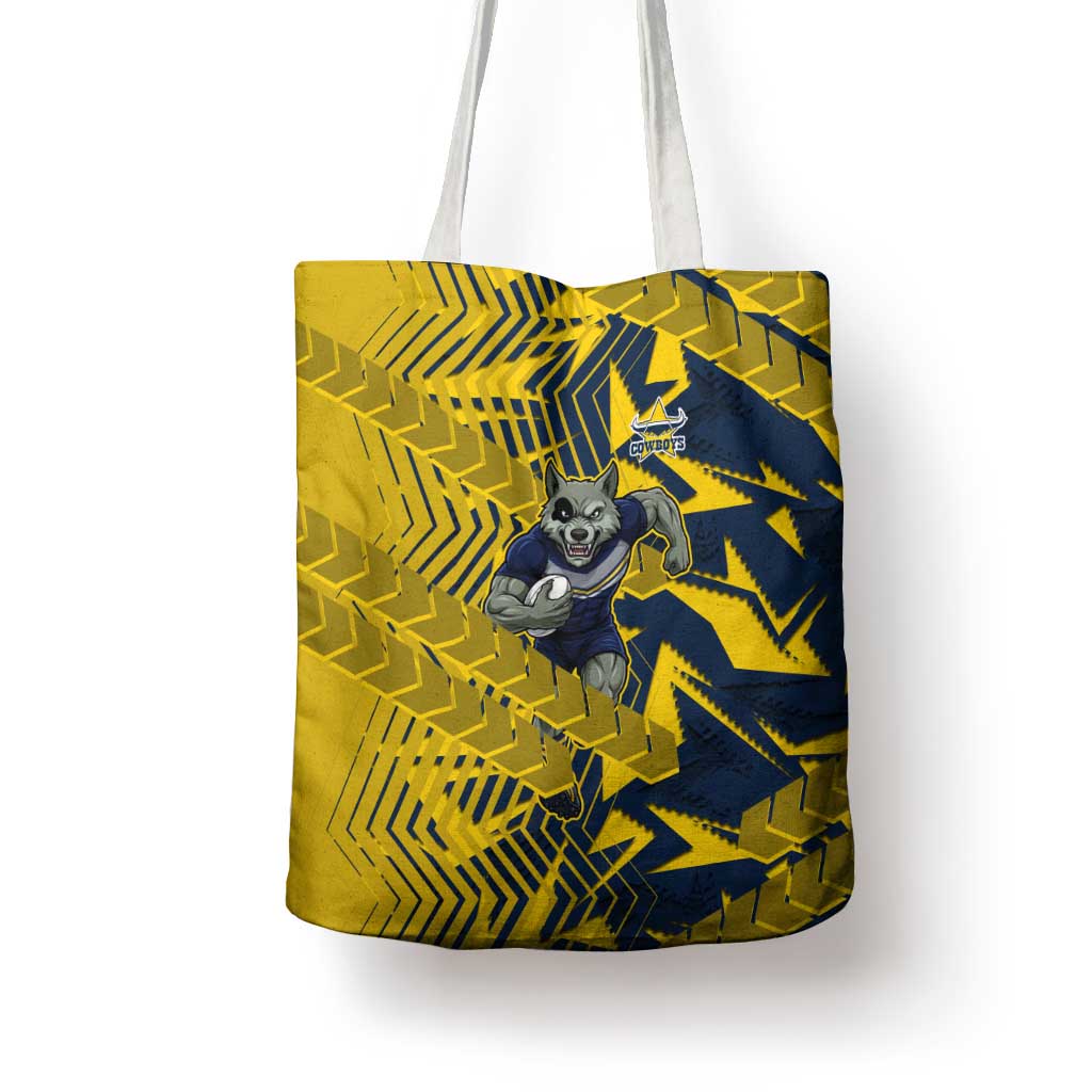 North Queensland Cowboys Rugby Tote Bag Fierce Mascot Geometric Tribal Art