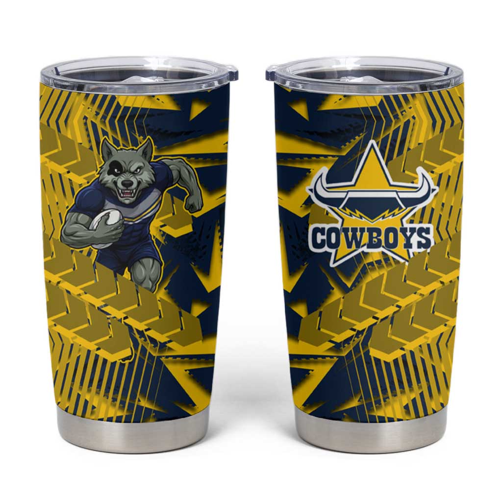 North Queensland Cowboys Rugby Tumbler Cup Fierce Mascot Geometric Tribal Art