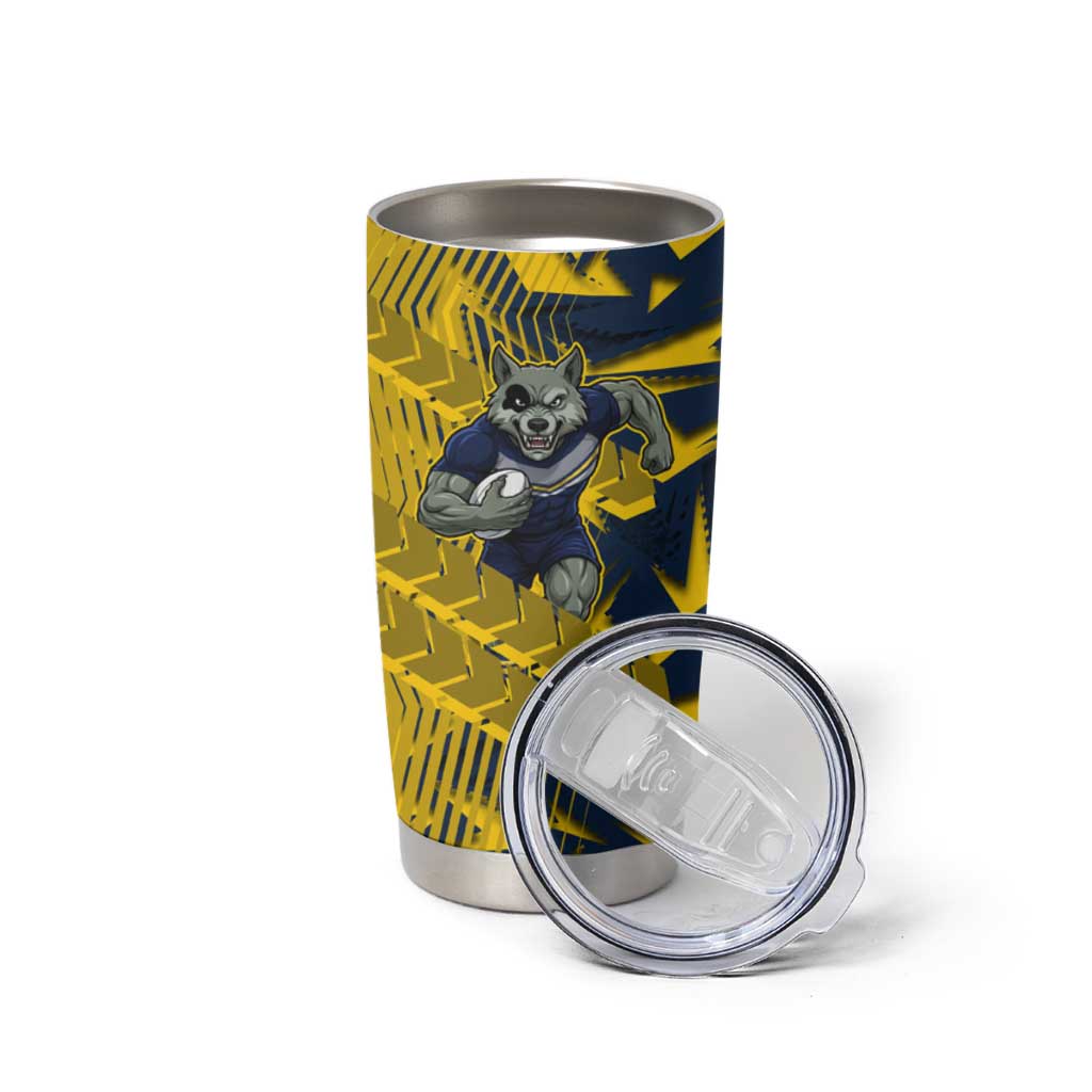 North Queensland Cowboys Rugby Tumbler Cup Fierce Mascot Geometric Tribal Art