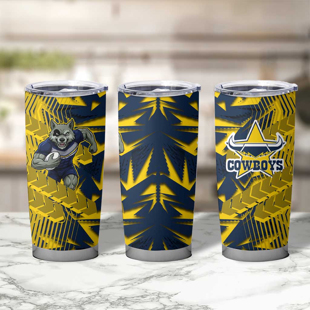 North Queensland Cowboys Rugby Tumbler Cup Fierce Mascot Geometric Tribal Art
