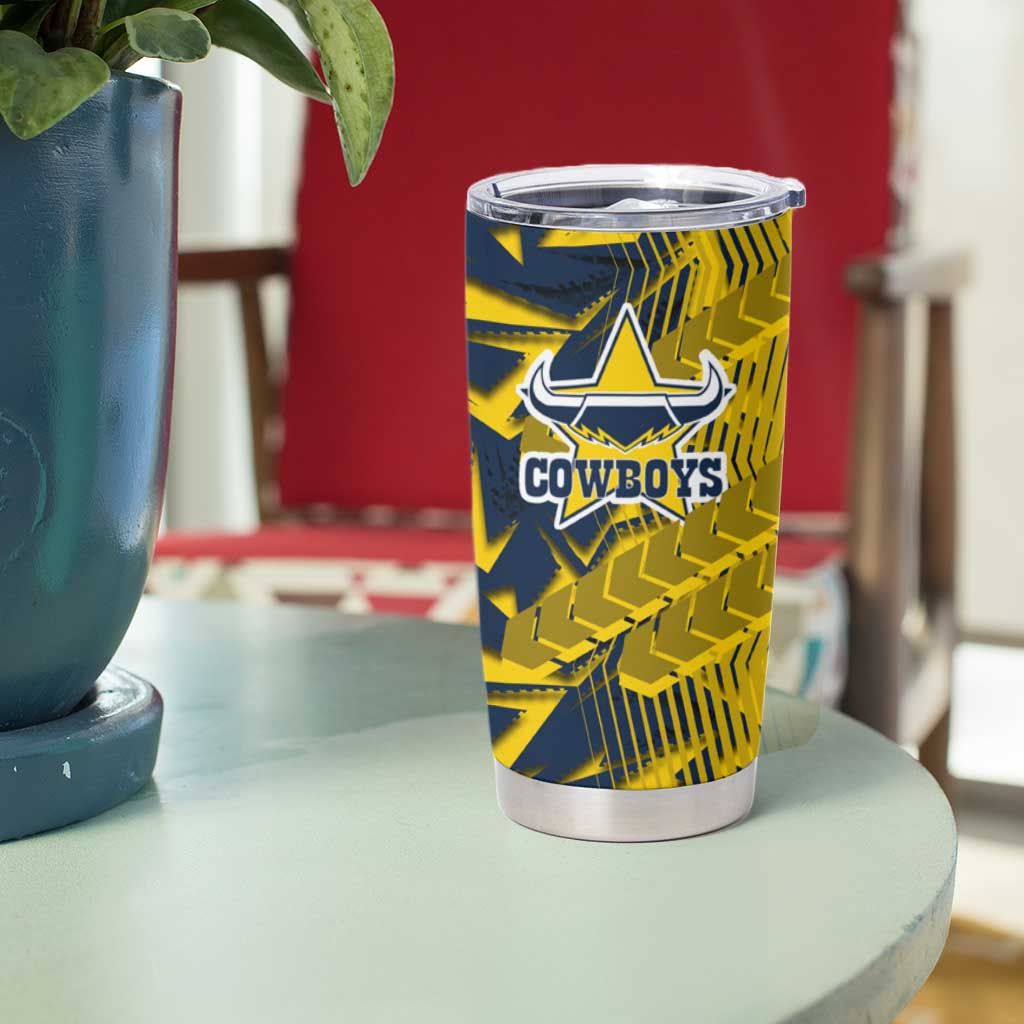 North Queensland Cowboys Rugby Tumbler Cup Fierce Mascot Geometric Tribal Art