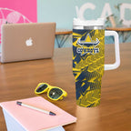 North Queensland Cowboys Rugby Tumbler With Handle Fierce Mascot Geometric Tribal Art