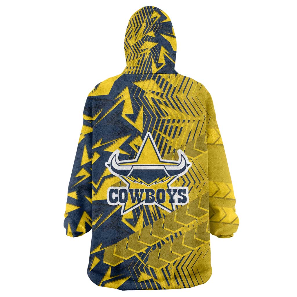 North Queensland Cowboys Rugby Wearable Blanket Hoodie Fierce Mascot Geometric Tribal Art